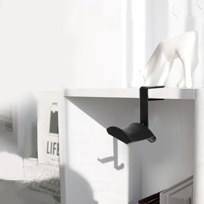 Headphone Hanger Clamp Hook Under Desk Headset Holder Black Metal Mount for Over-Ear Headphones Storage and Organization in Home Or Office