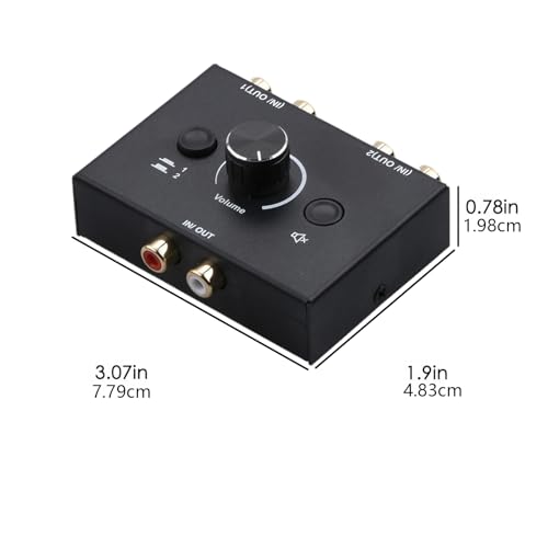 MOUDOAUER Bidirectional RCA Audio Switch Audio Stereo Switcher (1-in to 2-Out / 2-in to 1-Out), Aux Selector Box for Speaker Headphones/Earphones