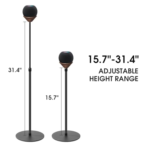 2-Pack Floor Homepod Mini Stand,Height Adjustable 15.7 In-31.4 in Black | Wooden Tray Safety Stability and Anti Slip Bottom，Mini Speaker Accessories Are Suitable for Home Living Rooms, Bedrooms, Gyms - color: 2 Pack- black