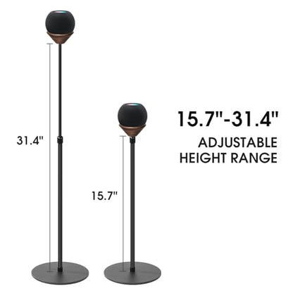 2-Pack Floor Homepod Mini Stand,Height Adjustable 15.7 In-31.4 in Black | Wooden Tray Safety Stability and Anti Slip Bottom，Mini Speaker Accessories Are Suitable for Home Living Rooms, Bedrooms, Gyms - color: 2 Pack- black
