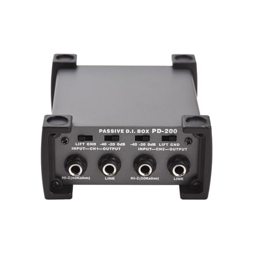 HUIOP 2 Channels Passive DI-Box Unit Hum Eliminator 1/4'' Instrument Direct Box to XLR Professional Impedance Transform Audio Isolator DI Direct Box for Touring and Live Performances