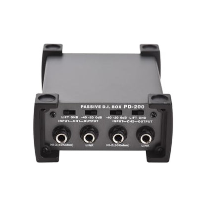 HUIOP 2 Channels Passive DI-Box Unit Hum Eliminator 1/4'' Instrument Direct Box to XLR Professional Impedance Transform Audio Isolator DI Direct Box for Touring and Live Performances