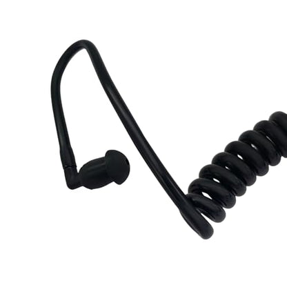 Walkie Talkie Earpiece Accessories Acoustic Clear Coil Tube with Silicone Ear Moulds Mold and Soft Tips (Black)