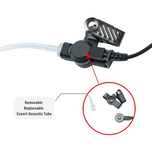 2 Wire Surveillance Kit Covert Acoustic Tube Police Earpiece Headset PTT MIC Compatible with Kenwood Baofeng BF-888s UV-82 UV5r 2 Way Radio Walkie Talkie 2 Pin