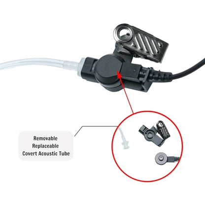 2 Wire Surveillance Kit Covert Acoustic Tube Police Earpiece Headset PTT MIC Compatible with Kenwood Baofeng BF-888s UV-82 UV5r 2 Way Radio Walkie Talkie 2 Pin