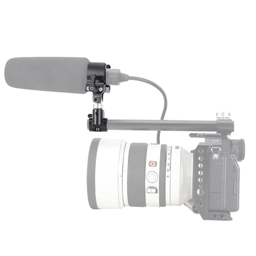 NICEYRIG Shotgun Microphone Holder Universal for Microphone/LED Torch - 628 | 18.5mm - 35mm Adjustable Aluminum Clamp for 15mm Rod Mount Shocks and Noises Absorption