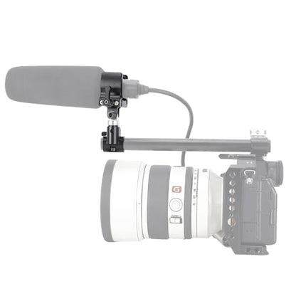 NICEYRIG Shotgun Microphone Holder Universal for Microphone/LED Torch - 628 | 18.5mm - 35mm Adjustable Aluminum Clamp for 15mm Rod Mount Shocks and Noises Absorption