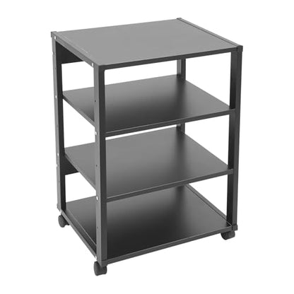 4 Tier AV Media Stand, Heavy Duty AV Equipment Cart Rack with Lockable Wheels, 110 lbs Load Audio Video Component Rack Open Shelf for Home Theater, Studio - size: 4-Tier