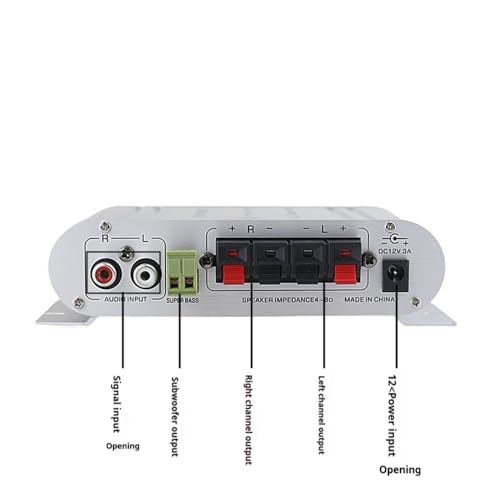 Stereo Audio Amplifier, Mini HiFi 2.1 Stereo Bass Car Home Audio Power Amplifier, Professional Digital Amp for Use on Your Carrier or at Home (Silver)