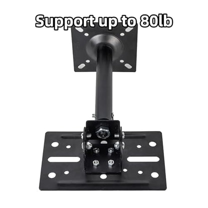 Universal Speaker Wall Ceiling Mounts, Heavy Duty Dual Black Bookshelf | Speaker Mounting Brackets, Support up to 80lb, Home Surround Sound System Holders and Stand, Adjustable Distance Swivel Tilt