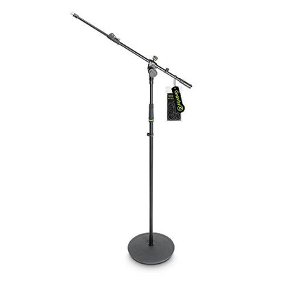 Gravity MS 2322 B Microphone Stand with Round Base and 2-Point Adjustment Telescoping Boom (GMS2322B) - style: Round Base and 2-Point Adjustment Telescoping Boom