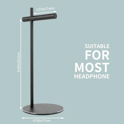 Aluminum Alloy Headphone Stand for Desk with Non-Slip Base - Universal headset stand Compatible with Over-Ear, On-Ear and Neckband Headphones (Black) - color: Black