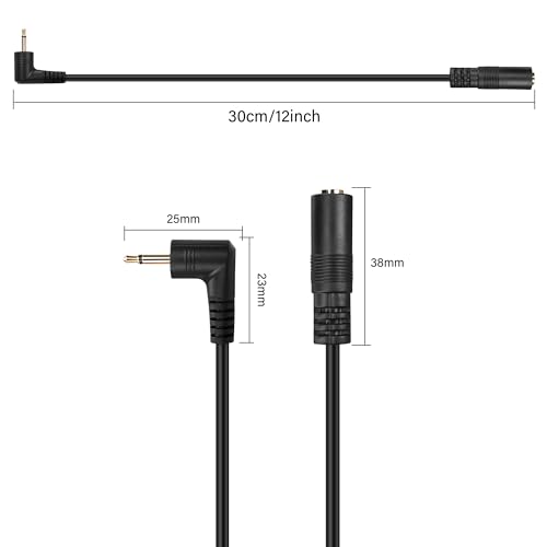 Right Angle 2.5mm Audio Aux Cable,90 Degree 2.5mm Male to Female TS Mono Audio Extension Cable for Smartphone,Headphone,Mp3 Player（0.3M）