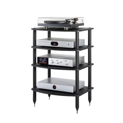 Pangea Audio Vulcan Four Shelf Audio Rack, Media Stand, and Components Cabinet 4 Shelf Carbon - color: 4 Shelf Carbon Fiber Vinyl