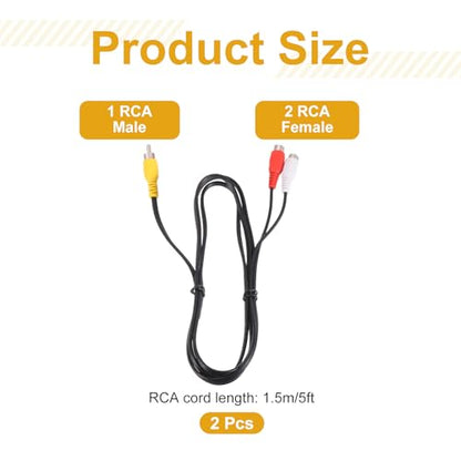 MECCANIXITY 2pcs RCA Splitter Cable, 1RCA Male to 2RCA Female 5ft AV Audio Video Splitter Adapter Output Cables for Subwoofer Amplifier - size: 5ft, style: 1RCA Male to 2RCA Female