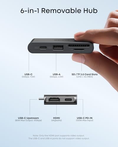 Anker Nano Laptop Docking Station, 13in1 Dock with Detachable 6in1 USBC Hub | 3 Display USB C Dock (2 HDMI+1 DP), 10 Gbps USBC, 3 USBA, Audio, SD/TF, Ethernet, 100W Max PD for Dell/Lenovo/HP Home Office