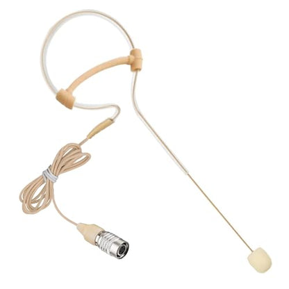 Single Earset Headset Microphone Compatible with Audio-Technica | Headworn Over Ear Hanging Condenser Omnidirectional Mic for Wireless Bodypack Transmitter System with Hirose 4 Pin Plug - style: Hirose 4 Pin Plug Compatible with Audio-Technica