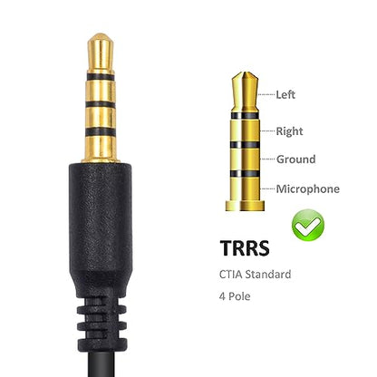 Poyiccot 3.5mm Headphone Splitter, 3.5mm Splitter 1 to 6 Ways 1/8inch TRRS Male to 6 Female Audio Headphone Cord for Earphone, Headset, Laptop, Phone, 1.5ft (Pack of 2) - size: 3.5mm TRRS Cable 1.5ft (Pack of 2)