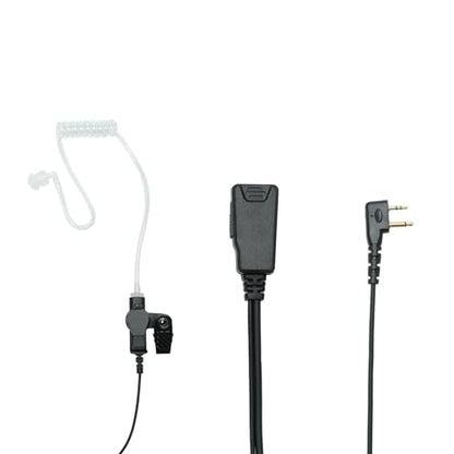 Acoustic Tube Earpiece Compatible with ICOM IC-V8 IC-F4011 | Clear acoustic tube, dual mushroom earplugs, in-line PTT mic, PU cable; Compatible with ICOM IC-F3011 IC-F3021 IC-V82 2-Pin