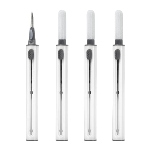 4PCS Earphone Cleaner Kit - Ultra Portable Multi-Function Cleaner Kit Soft Brush for Bluetooth Earphones Case Cleaning Tools, White - color: White
