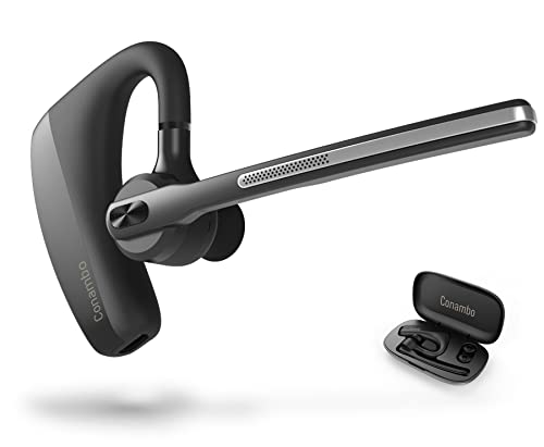 Conambo Bluetooth Headset with Dual Mic Noise Canceling & Mute Button Wireless Earpiece 16 Hrs Talking for Home Office Trucker – Compatible with iPhone Android Phone (K18)