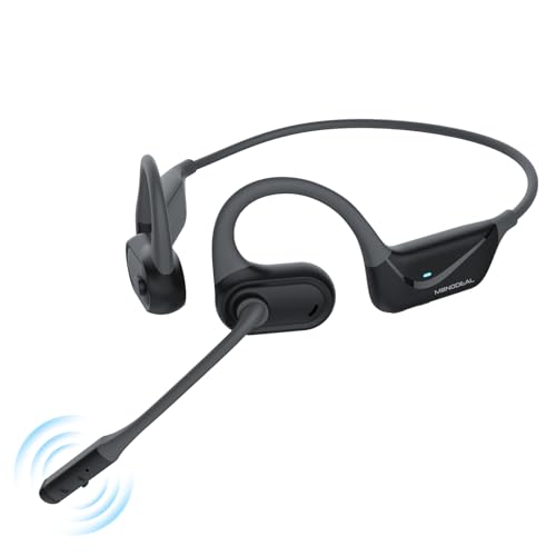 MONODEAL Open Ear Headphones with Mic, Lightweight Bluetooth 5.4 Headset | with Microphone Noise Cancelling Mute Button, Wireless Headset Earphones for Work, Driving, Home Office, Workouts - color: Black