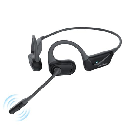 MONODEAL Open Ear Headphones with Mic, Lightweight Bluetooth 5.4 Headset | with Microphone Noise Cancelling Mute Button, Wireless Headset Earphones for Work, Driving, Home Office, Workouts - color: Black
