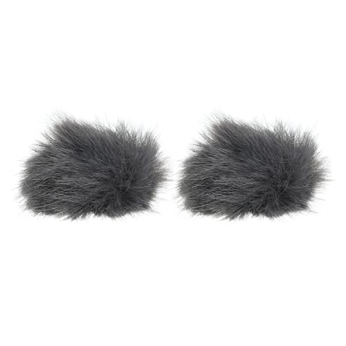 PATIKIL Furry 마이크 윈드스크린 5mm x 55mm 마이크 커버 윈드실드 실내 실외 마이크용 딥 그레이 2팩 - color: 딥 그레이., size: 5mm x 55mm