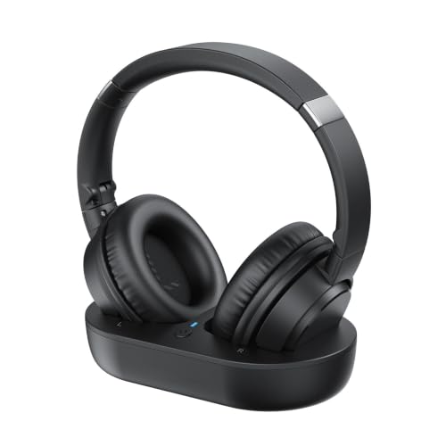 Wireless Headphones for TV, TV Headphones Wireless for Seniors with Easy Setup, Compatible with Most TVs, Charging Base, 65H Playtime, Low Latency Audio, TV Headset, Ideal for Dad, Mom