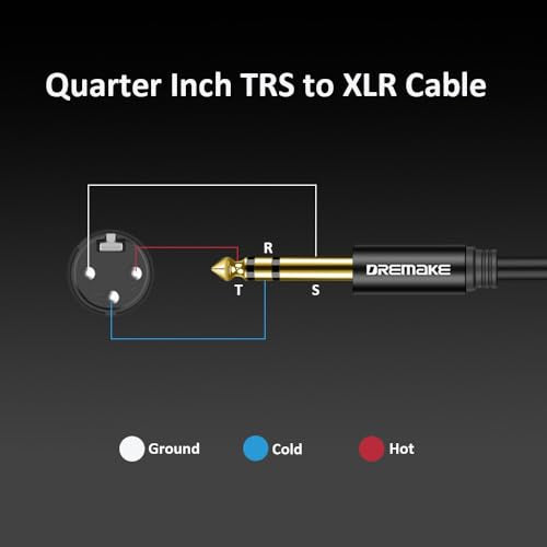 25FT TRS 1/4 Inch 6.35mm/6.5mm to XLR Female Balanced Interconnect Audio Cable, 3Pin XLR to Quarter Inch Mic Cable for Microphone, Mixer, Guitar, AMP, Speakers - Black - color: Black, size: 25FT/7.5M