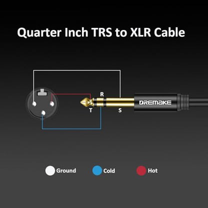 25FT TRS 1/4 Inch 6.35mm/6.5mm to XLR Female Balanced Interconnect Audio Cable, 3Pin XLR to Quarter Inch Mic Cable for Microphone, Mixer, Guitar, AMP, Speakers - Black - color: Black, size: 25FT/7.5M