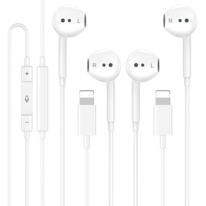2 Pack Wired Headphones for iPhone Earbuds iPhone 14 Headphones Wired | Wired Earbuds for iPhone Built-in Microphone & Volume Control Nosie Reduction Headsets Compatible with iPhone 14/13/12/11/XR - color: LWhite