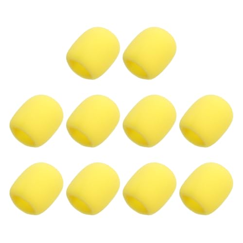 MECCANIXITY 10pcs Microphone Foam Covers, 40mm (1.57") ID 10mm (0.39") Thickness Microphone Windscreen Foam Cover for Most Handheld Microphones, Yellow - color: Yellow