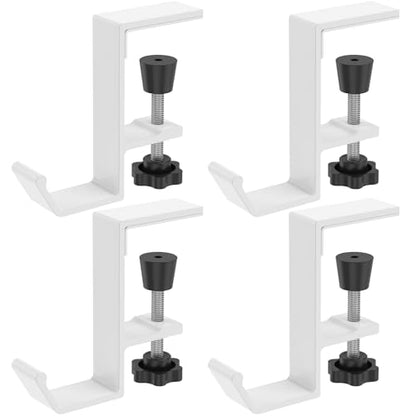 Clamp-On Under Desk Backpack Hanger, Clamp-On Under Desk Headphone Holder, Students' Desk Hook, with Adjustable Arm Clamp for Handbag and Purse Holder (White) - color: White