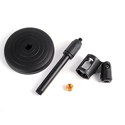 Desktop Microphone Stand,Heavy Duty Table Desk Microphone Stand with Non-Slip Metal Base, 3/8" and 5/8" Adapter Adjustable Height for Blue Yeti Snowball Spark & Other Microphone