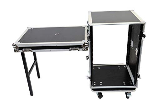 OSP Cases | ATA Road Case | 16-Space Amp Rack | 20" Deep | Standing Lid Table | RC16U-20SL - size: 16 Space, 20" Table