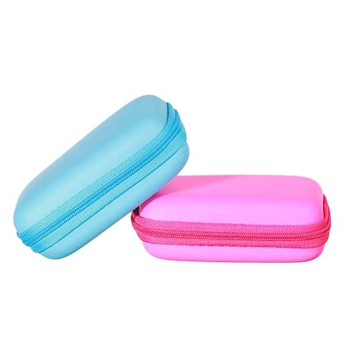 Vaguelly 2pcs Eva Storage Case for Headphones Data Cables Camera Zipper Pouch for Travel Organizing Compact Design Random