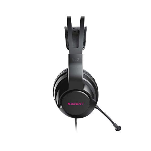 ROCCAT Elo 7.1 USB PC Gaming Headset, Surround Sound with AIMO RGB Lighting, Wired Computer Headphones, Detachable Noise Cancelling Microphone, Lightweight, 50mm Drivers, Black