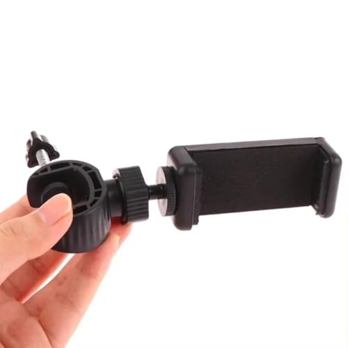 Multifunctional Adapter Clip Phone Holder 360° Rotation Adjustable Clamp Spiral Clamping for All 5-6 inch Smartphone Live Mount (Black) - color: BLACK