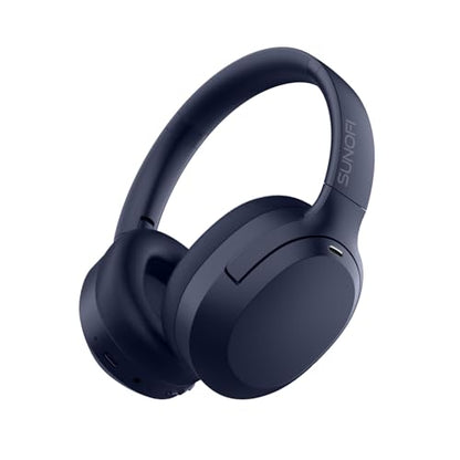 Hybrid Active Noise Cancelling Headphones, Wireless Over Ear Bluetooth Headphones with Mic, 40H Playtime, Hi-Res Audio, Deep Bass, Foldable Comfort Fit Ear Cups for Travel, Office, Home (Blue) - color: Blue
