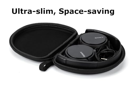 Ginsco Slim Protect Case Compatible with Sony ZX Series Wired On-Ear Headphones, MDR-ZX110 / MDR-ZX110AP / MDRZX110NC / MDR-ZX310AP, Hard Shell Travel Carrying Headphone Case (Black-R) - color: Black-R