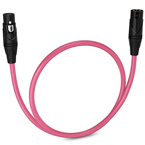 LyxPro 1.5 ft Balanced XLR Mic Cable, Male to Female, Pink - color: Pink, size: 1.5 Feet Straight