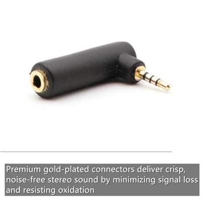 3.5mm Right Angle Audio Adapter 4 Pack, Gold Plated 90 Degree Aux | 4 pack gold-plated 3.5mm right angle audio adapters, 90 degree design saves space and reduces cable strain, black