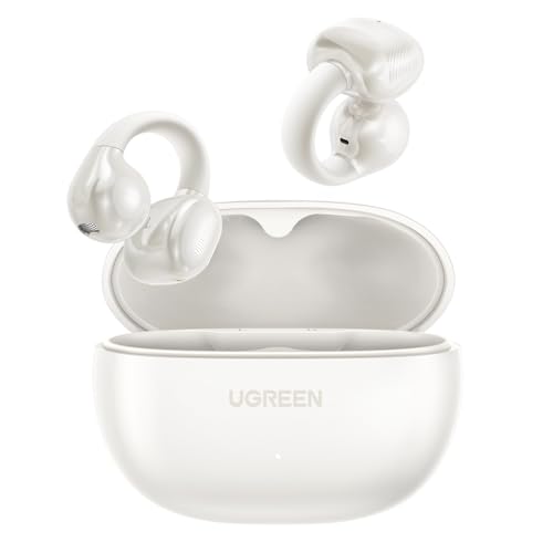 UGREEN HiTune S3 Open Ear Earbuds, Bluetooth 5.4, Clip on Earbuds, White | Lightweight, Comfort, Wireless Headphones ENC Clear Calls, 30H Playtime, IPX5 Waterproof, for Driving Running Workout Cycling - color: White