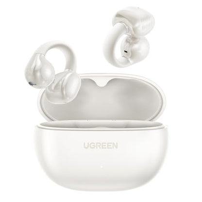 UGREEN HiTune S3 Open Ear Earbuds, Bluetooth 5.4, Clip on Earbuds, White | Lightweight, Comfort, Wireless Headphones ENC Clear Calls, 30H Playtime, IPX5 Waterproof, for Driving Running Workout Cycling - color: White