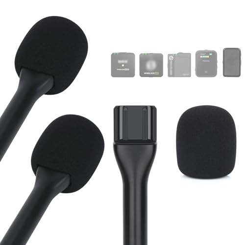 Mic Holder for DJI RODE Microphone - Micrphone handle for All Lavalier Microphone, for Rode Wireless Go II, Wireless PRO/ME, DJI Mic 2, with Reduce Wind Noises Mic Cover (2PCS) - color: 2-PCS