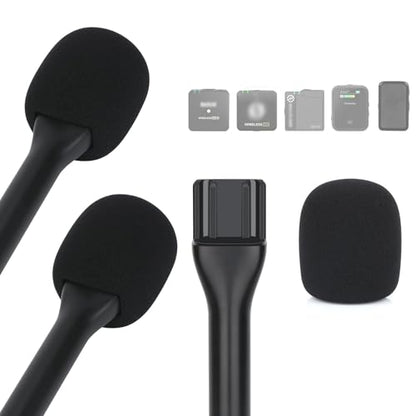 Mic Holder for DJI RODE Microphone - Micrphone handle for All Lavalier Microphone, for Rode Wireless Go II, Wireless PRO/ME, DJI Mic 2, with Reduce Wind Noises Mic Cover (2PCS) - color: 2-PCS