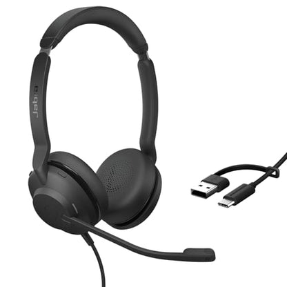 Jabra Evolve2 30 SE (2025 Version) Wired Dual-Ear Headphones with Microphone for Work – Computer Headset - USB-A and USB-C Cable - Microsoft Teams Certified - Goes with All Meeting Platforms – Black - color: Black, style: Teams Certified