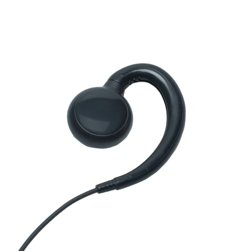 2.5mm 1-Pin walkie talkies Earpiece Headse with PTT Mic Compatible with T600/T260/T200 Talkabout Two-Way Radios (C-Shape, 10pack)