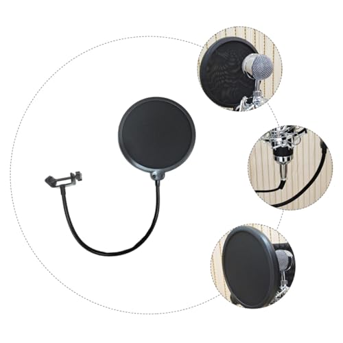 Microphone Pop Filter Windscreen Filter for Vocal Mic Double- Swivel Mount and Clamp